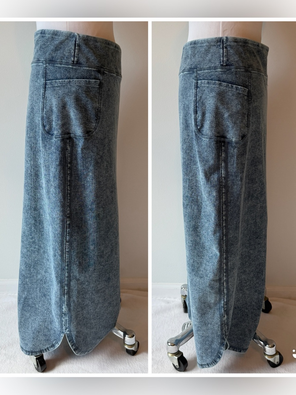 Snoga Acid Washed Blue Stretch Denim Long Column Jean Skirt size Medium Cottage - Picture 4 of 16